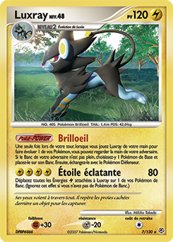Carte Pokémon Holographique Rare Luxray 7/130 de la série Diamant & Perle