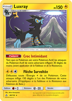 Carte Pokémon Holographique Rare Luxray 48/156 de la série Ultra Prisme