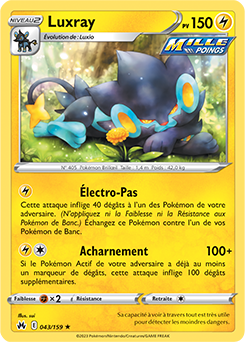 Carte Pokémon Rare Luxray 043/159 de la série Zénith Suprême