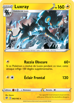 Carte Pokémon Holographique rare Luxray 62/192 de la série Clash des Rebelles