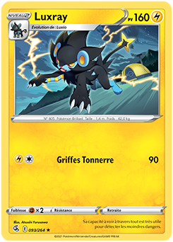 Carte Pokémon Rare Luxray 93/264 de la série Poing de Fusion
