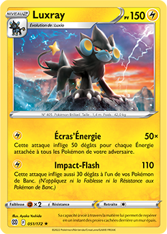 Carte Pokémon Rare Luxray 051/172 de la série Stars Étincelantes