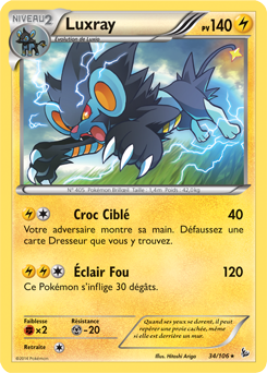 Carte Pokémon Luxray 34/106 de la série Étincelle en vente au meilleur prix