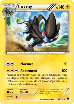 Carte Pokémon Rare Luxray 46/122 de la série Rupture Turbo