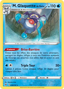 Carte Pokémon Rare M. Glaquette de Galar 38/192 de la série Clash des Rebelles