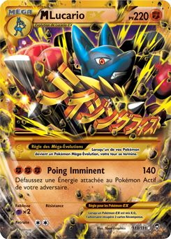 Carte Pokémon Secrète Pokémon EX M-Lucario EX 113/111 de la série Poings Furieux