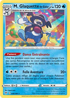 Carte Pokémon M. Glaquette de Galar 36/189 de la série Ténèbres Embrasées en vente au meilleur prix