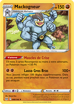 Carte Pokémon Holographique rare Mackogneur 088/196 de la série Origine Perdue