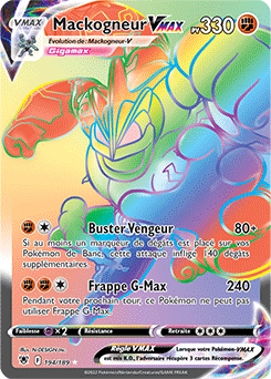 Carte Pokémon Rainbow VSTAR Mackogneur VMAX 194/189 de la série Astres Radieux