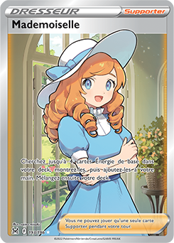 Carte Pokémon Dresseur Full Art Mademoiselle 193/196 de la série Origine Perdue