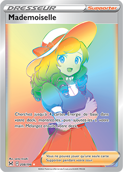 Carte Pokémon Rainbow Dresseur Mademoiselle 208/196 de la série Origine Perdue