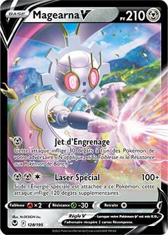 Carte Pokémon Ultra rare V Magearna V 128/195 de la série Tempête Argentée