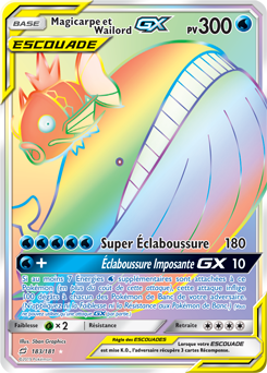 Carte Pokémon Magicarpe Wailord GX 183/181 de la série Duo de Choc en vente au meilleur prix