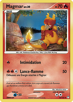 Carte Pokémon Peu commune Magmar 54/123 de la série Trésors Mystérieux