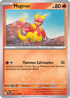 Carte Pokémon Communes Magmar 20/159 de la série Aventures Ensemble
