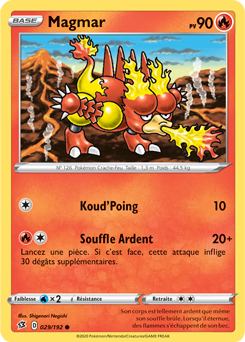 Carte Pokémon Magmar 29/192 de la série Clash des Rebelles en vente au meilleur prix