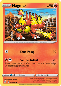 Carte Pokémon Commune Magmar 29/192 de la série Clash des Rebelles