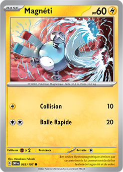 Carte Pokémon Communes Magnéti 63/197 de la série Flammes Obsidiennes