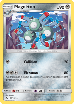 Carte Pokémon Peu commune Magnéton 82/156 de la série Ultra Prisme