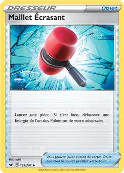 Carte Pokémon Maillet Écrasant 159/202 de la série Épée et Bouclier en vente au meilleur prix