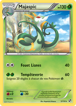 Carte Pokémon Holographique Rare Majaspic 5/114 de la série Noir & Blanc
