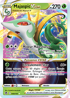 Carte Pokémon Ultra rare VSTAR Majaspic VSTAR 008/195 de la série Tempête Argentée