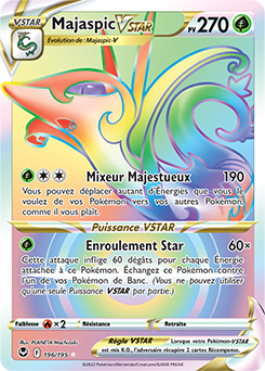 Carte Pokémon Rainbow VSTAR Majaspic VSTAR 196/195 de la série Tempête Argentée