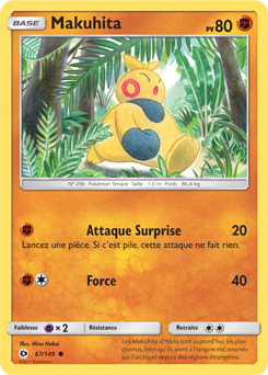 Carte Pokémon Commune Makuhita 67/149 de la série Soleil & Lune
