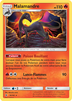 Carte Pokémon Malamandre 16/145 de la série Gardiens Ascendants en vente au meilleur prix