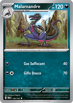 Carte Pokémon Peu commune Malamandre 140/197 de la série Flammes Obsidiennes
