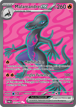Carte Pokémon Ultra rare Malamandre ex 101/88 de la série Équilibre Parfait