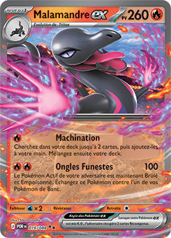 Carte Pokémon Double rare Malamandre ex 16/88 de la série Équilibre Parfait