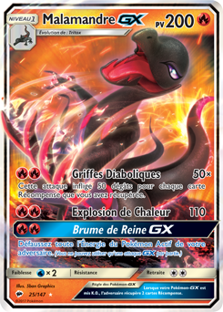 Carte Pokémon Malamandre GX 25/147 de la série Ombres Ardentes en vente au meilleur prix