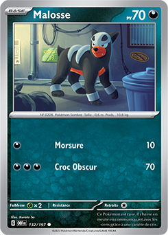 Carte Pokémon Malosse 132/197 de la série Flammes Obsidiennes en vente au meilleur prix
