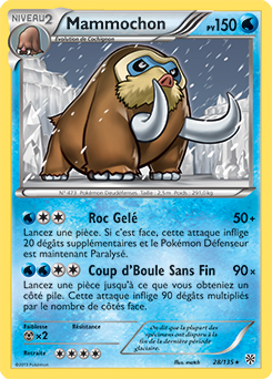 Carte Pokémon Rare Mammochon 28/135 de la série Tempête Plasma