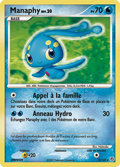 Carte Pokémon Holographique Rare Manaphy 9/130 de la série Diamant & Perle