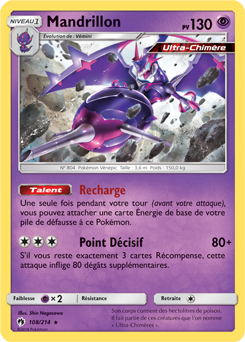 Carte Pokémon Holographique Rare Mandrillon 108/214 de la série Tonnerre Perdu