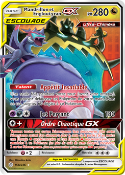 Carte Pokémon Mandrillon Engloutyran GX 158/236 de la série Éclipse Cosmique en vente au meilleur prix