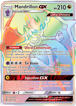 Carte Pokémon Secrète Rainbow GX Mandrillon GX 249/236 de la série Harmonie des Esprits