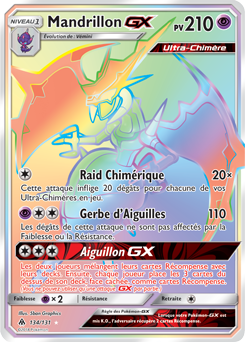 Carte Pokémon Secrète Rainbow GX Mandrillon GX 134/131 de la série Lumière Interdite