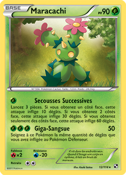 Carte Pokémon Rare Maracachi 12/114 de la série Noir & Blanc