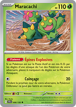 Carte Pokémon Peu commune Maracachi 8/159 de la série Aventures Ensemble
