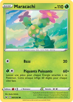 Carte Pokémon Maracachi 7/202 de la série Épée et Bouclier en vente au meilleur prix