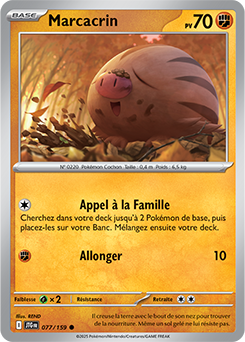Carte Pokémon Communes Marcacrin 77/159 de la série Aventures Ensemble