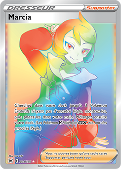 Carte Pokémon Rainbow Dresseur Marcia 204/196 de la série Origine Perdue