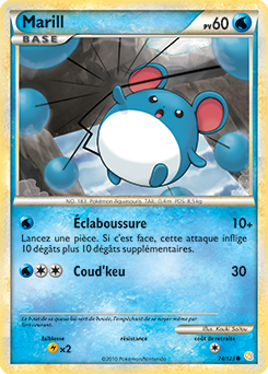 Carte Pokémon Commune Marill 74/123 de la série HeartGold SoulSilver
