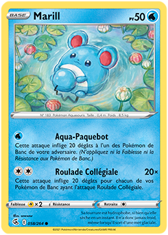 Carte Pokémon Marill 58/264 de la série Poing de Fusion en vente au meilleur prix