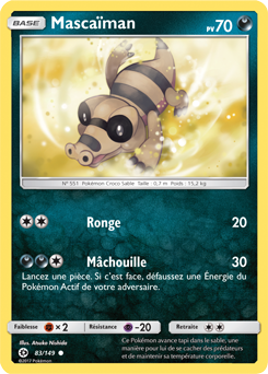 Carte Pokémon Commune Mascaïman 83/149 de la série Soleil & Lune