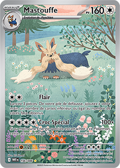 Carte Pokémon Illustration rare Mastouffe 156/86 de la série Flamme Blanche