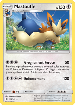 Carte Pokémon Mastouffe 105/149 de la série Soleil & Lune en vente au meilleur prix